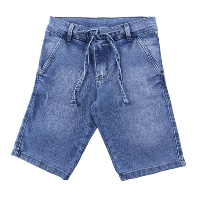 Bermuda Jeans Juvenil Okyside Lavagem Used Com Puído Bermuda Jeans Juvenil Okyside Lavagem Used Com Puído